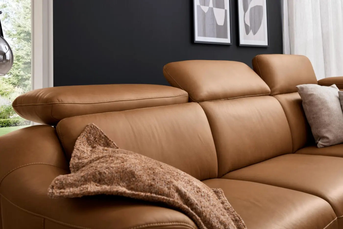 Interliving Polstergruppe mit Funktion Serie 4461 Leder hellbraun ca. 303 x 302 cm