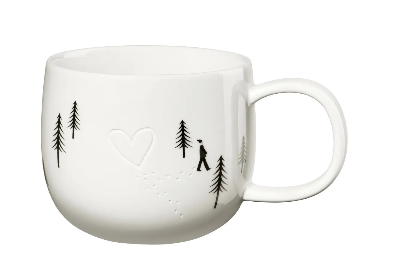ASA Becher snow tracks heart in the snow Motiv glänzend D. 10 cm, H. 8,5 cm, 0,4 l.