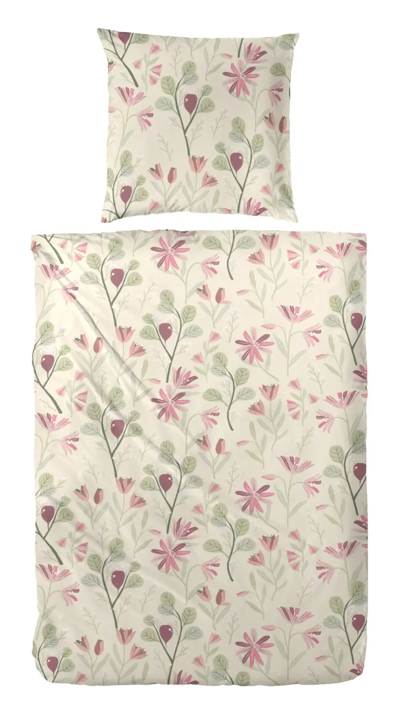 Hahn  Bieberbettwäsche 135 x 200 cm floral braun-lila