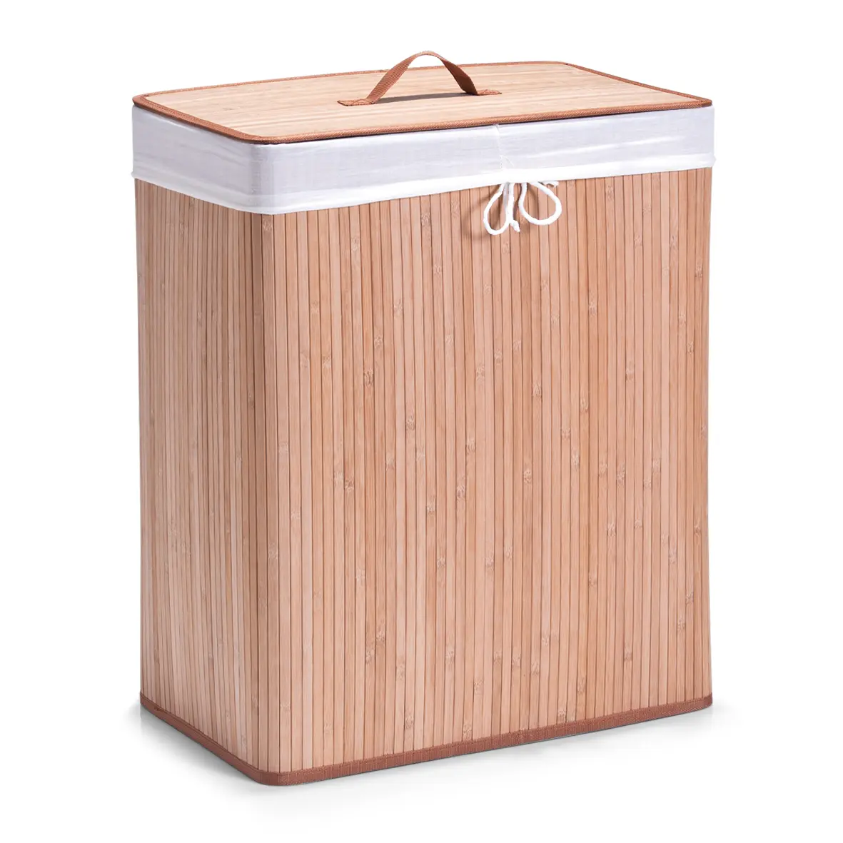 Zeller WWäschesammler 2-fach Bambus 52x32x63cm(Zeller Wäschesammler natur)