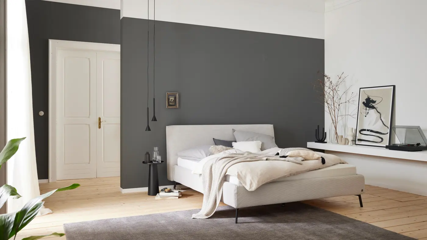 Interliving Polsterbettgestell Serie 1417 Feincord grau LF 180 x 200 cm
