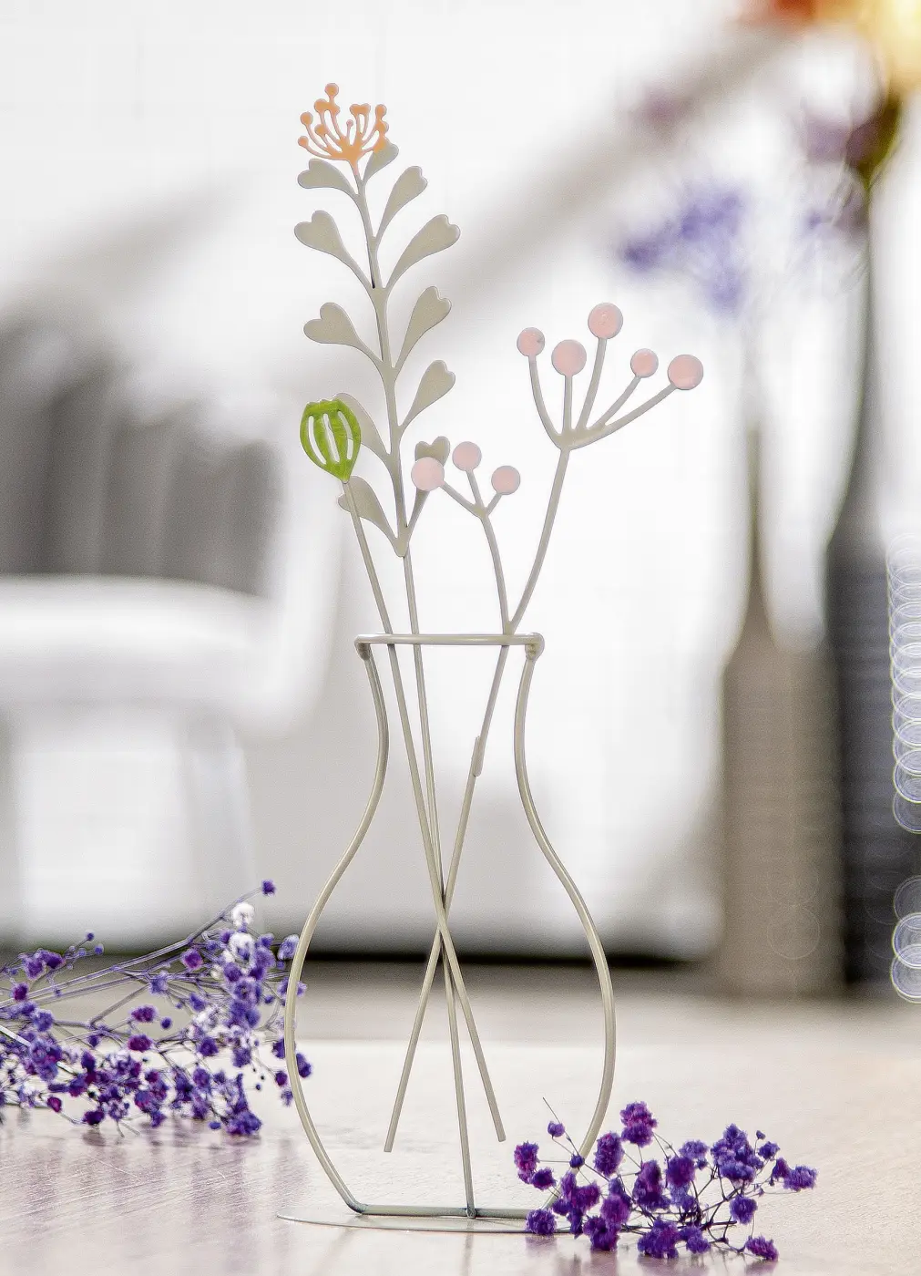 Gilde Standrelief Blume grau 31 cm Metall