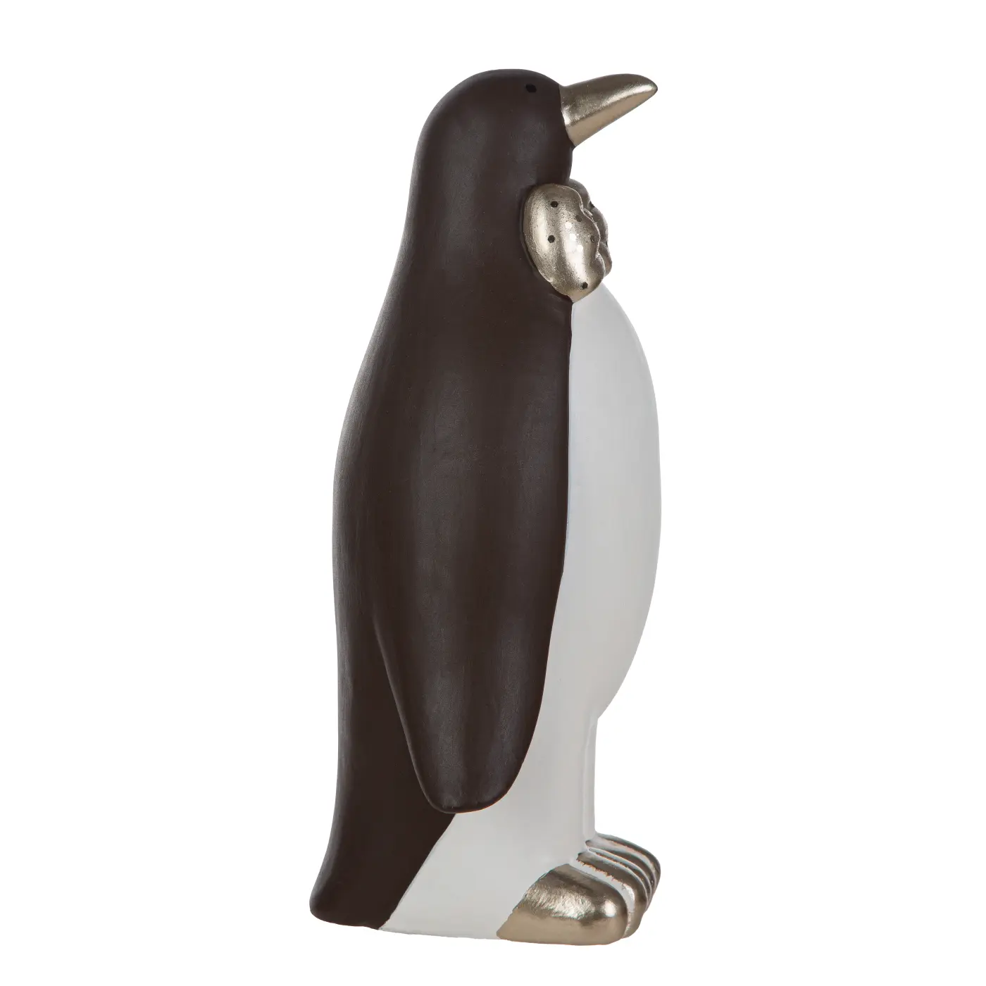 Gilde Handwerk Deko-Pinguin Ecosol Keramik braun/weiß 19 cm