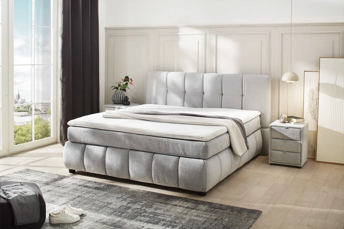 JOB  Boxspringbett Cora greige LF 180 x 200 cm
