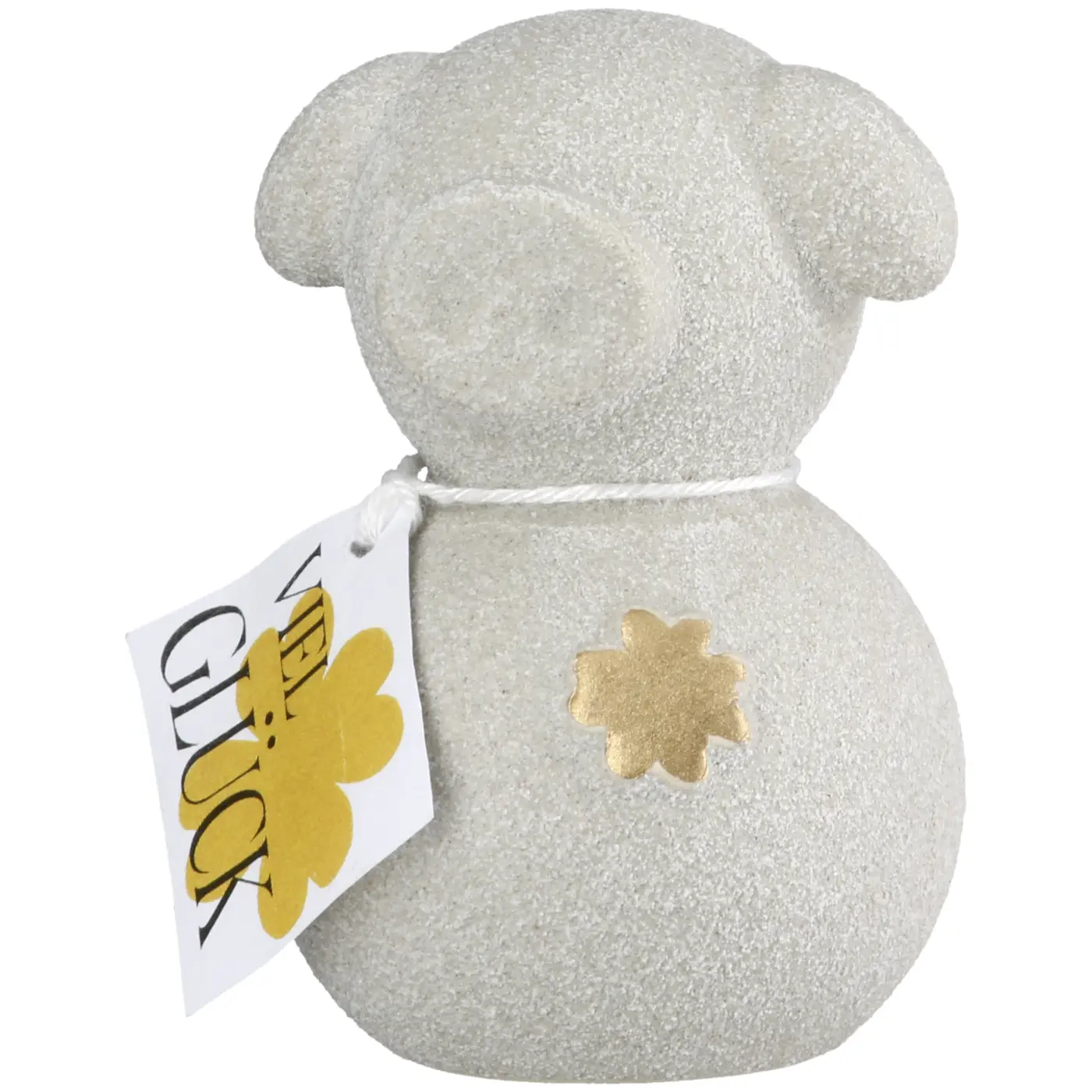 Gilde Handwerk Figur "Glücksschwein" grau, mit Kleeblattmotiv