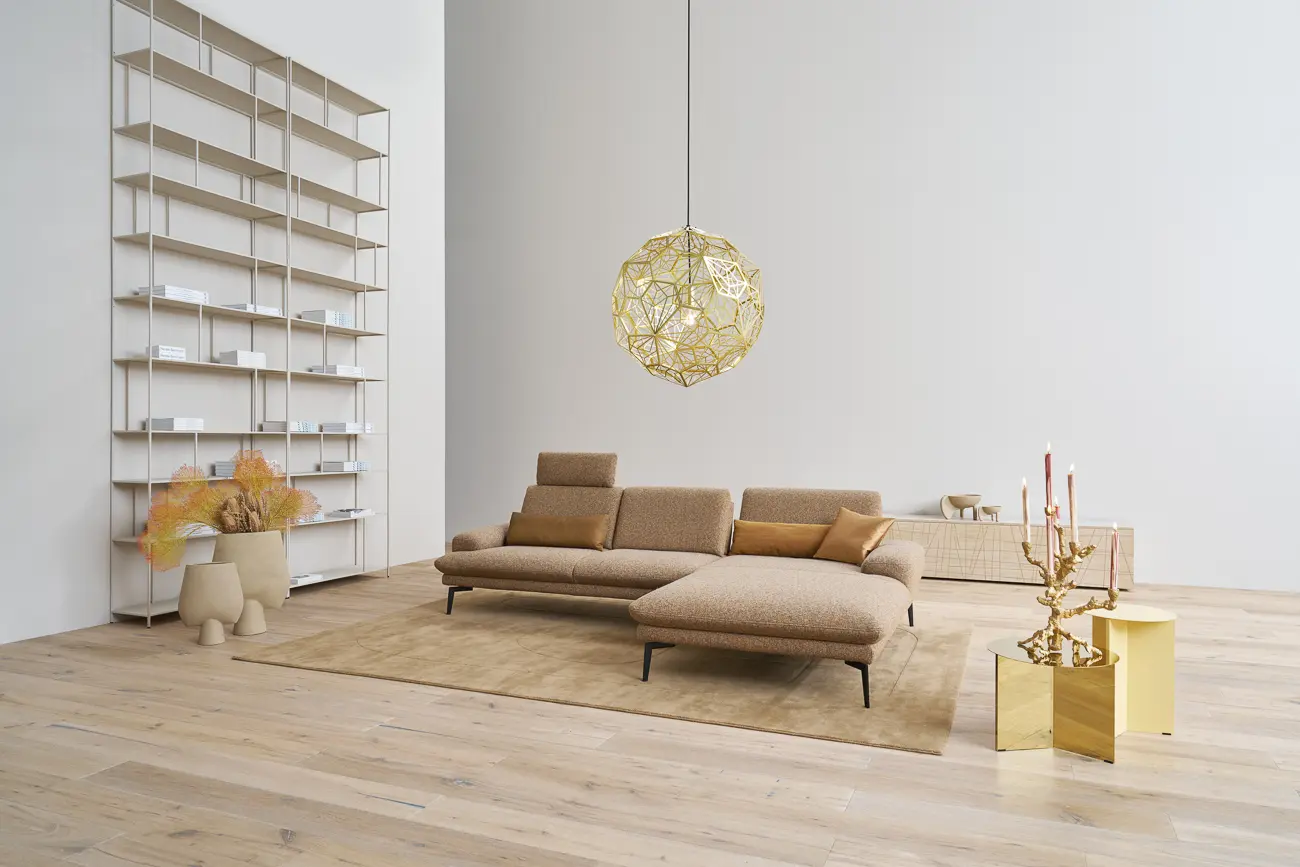 Himolla  Wohnlandschaft Tangram  9455 mit Zubehör Stoff  Caramel ca. 296 x 193 cm