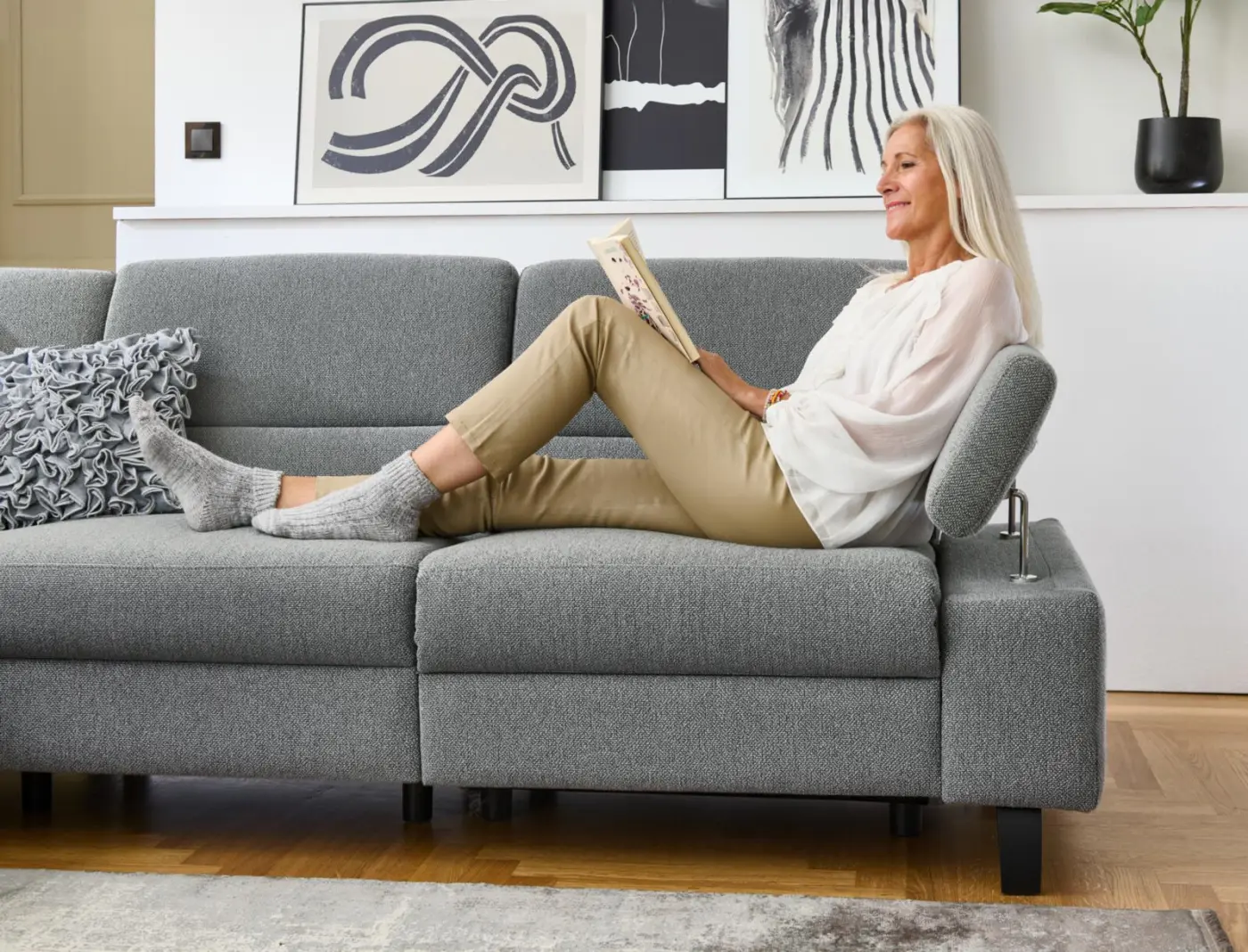 Dietsch  Wohnlandschaft 292 - Nassau Vital mit Funktion Q2-Life grau