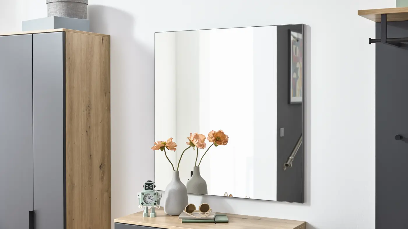 Interliving Garderobenkombi Serie 6012 Anthrazit Asteiche Dekor