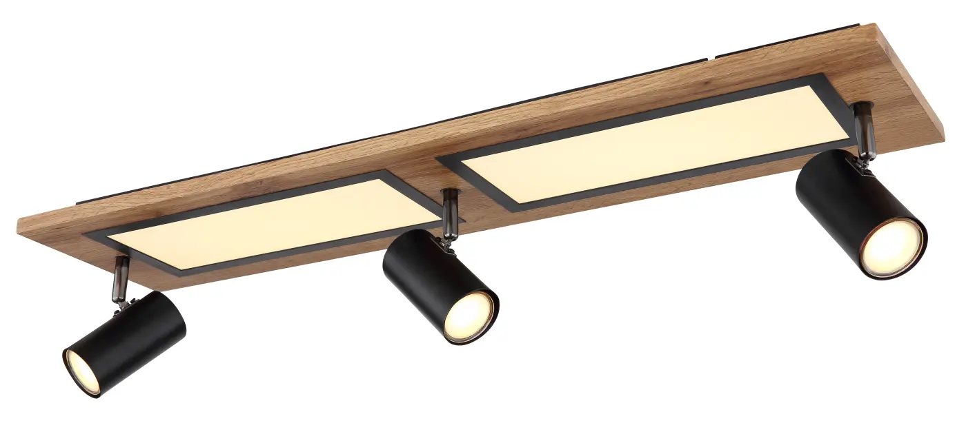 Globo Deckenleuchte schwarz matt|Holzoptik dunkel