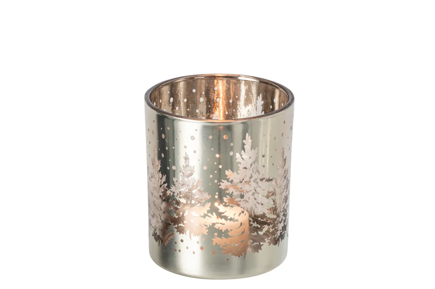 Jolipa WIndlicht Baum Glas Silber  8,8x8,8x10cm