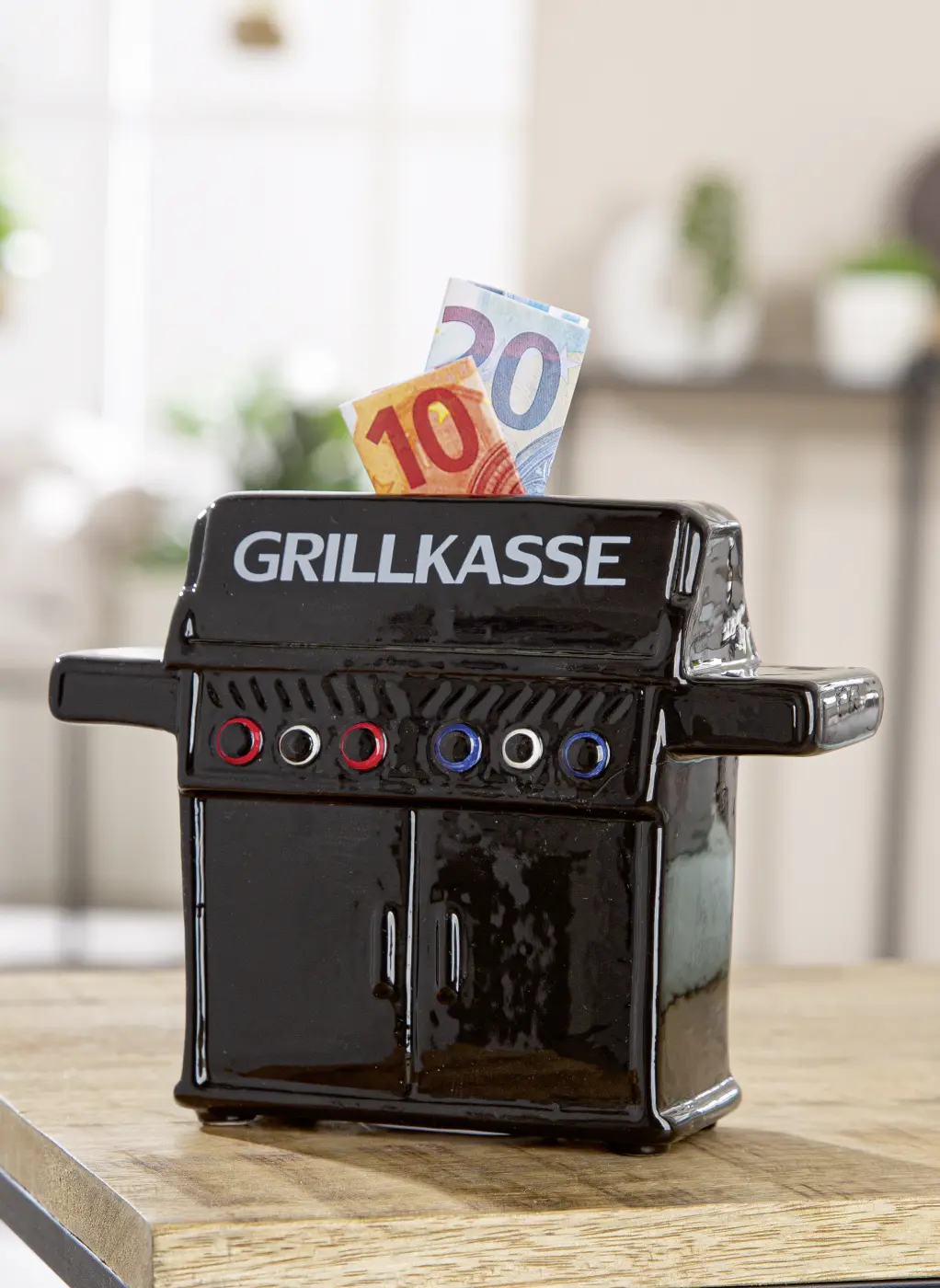 Gilde Spardose "Grillkasse" Keramik schwarz mit Schriftzug