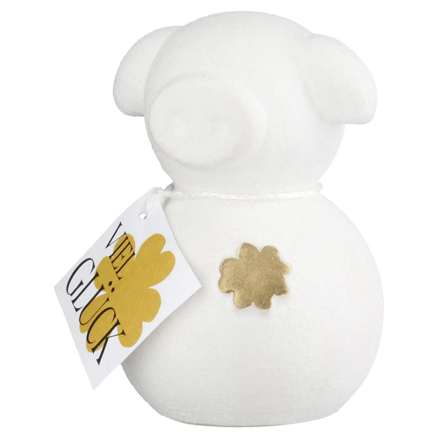 Gilde Handwerk Figur "Glücksschwein" weiß, mit Kleeblattmotiv