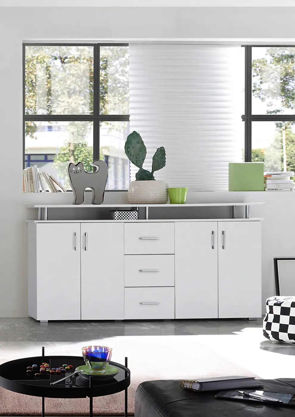 BegaConsult  LIFT Highboard Korpus+SK Sonoma / Türen weiß BHT ca. 178x 90x38 cm