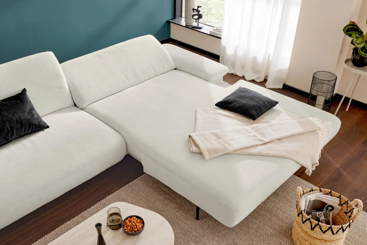 Interliving Wohnlandschaft Serie 4306 mit Funktionen silber ca. 285 x 185 cm