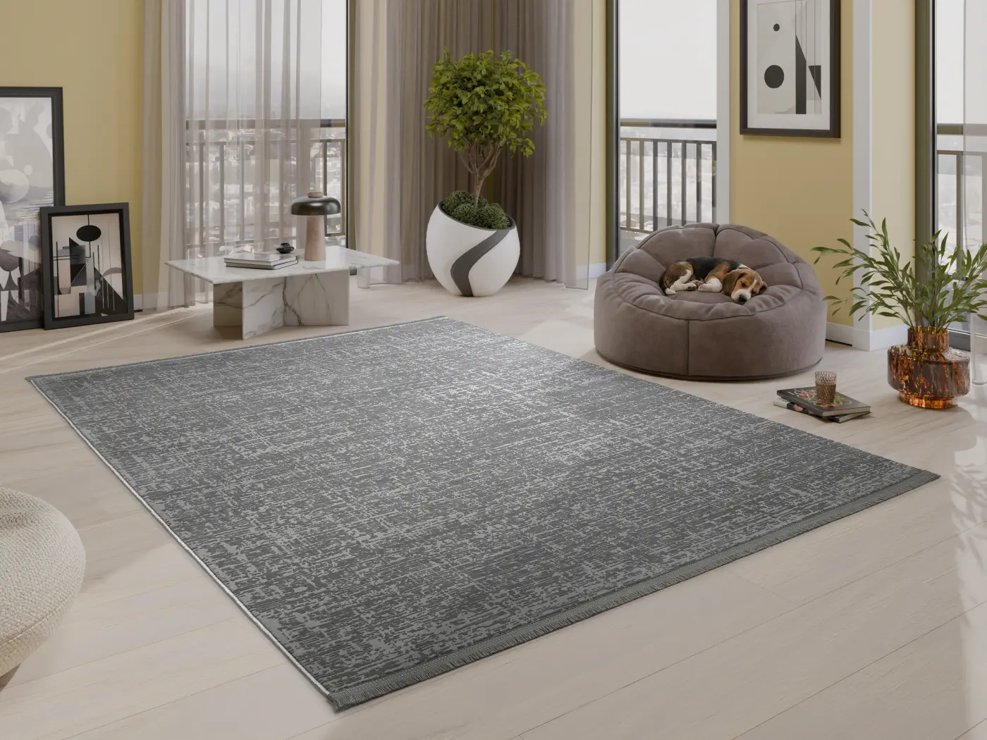 Interliving  Designer Teppich IL L 8900 Grau H / B / T ca. 8 x 194 x 290 cm