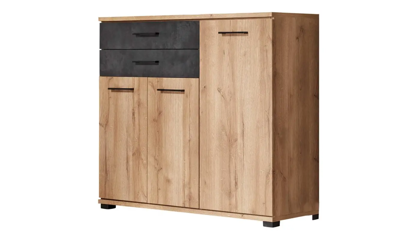 Interliving Kommode Serie 1701 Risseiche/Schiefer Anthrazit B/H/T: 117 x 99,5 x 36,5 cm Interliving Kommode Serie 1701 Risseiche/Schiefer Anthrazit B/H/T: 117 x 99,5 x 36,5 cm