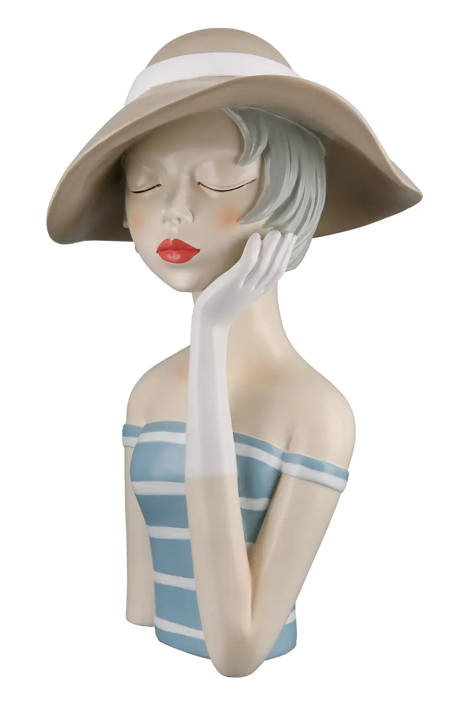 Gilde Handwerk Figur Frau creme/weiß/blau ca. 20x19x32 cm