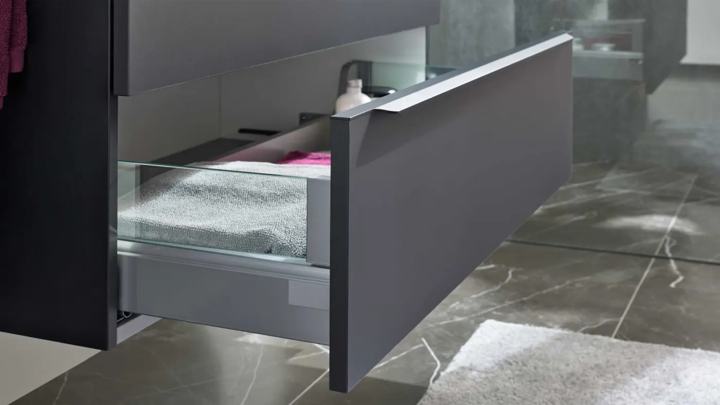 Interliving Bad  - Waschtisch mit Spiegel Serie 7945 schwarz 100 cm breit