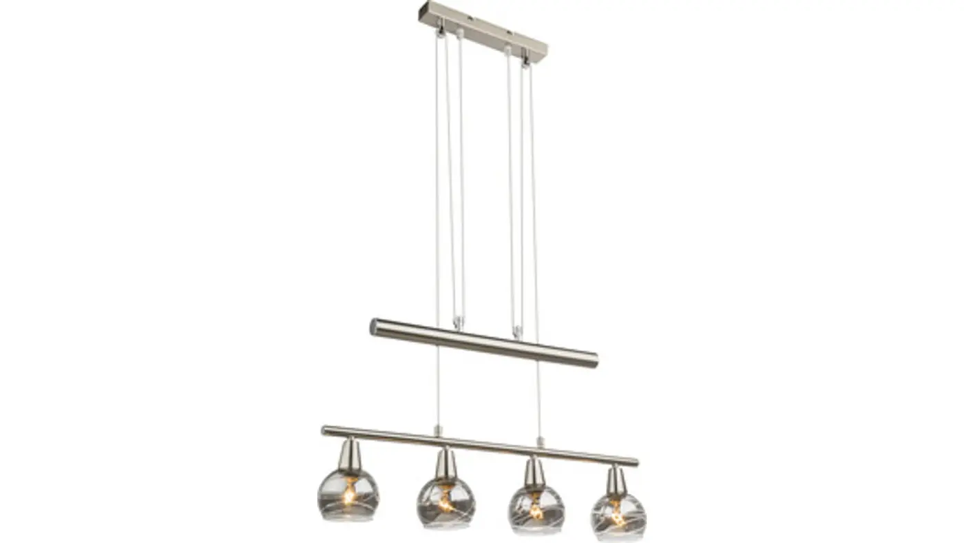 Globo Haengeleuchte Rauch|Transparent|Nickel matt