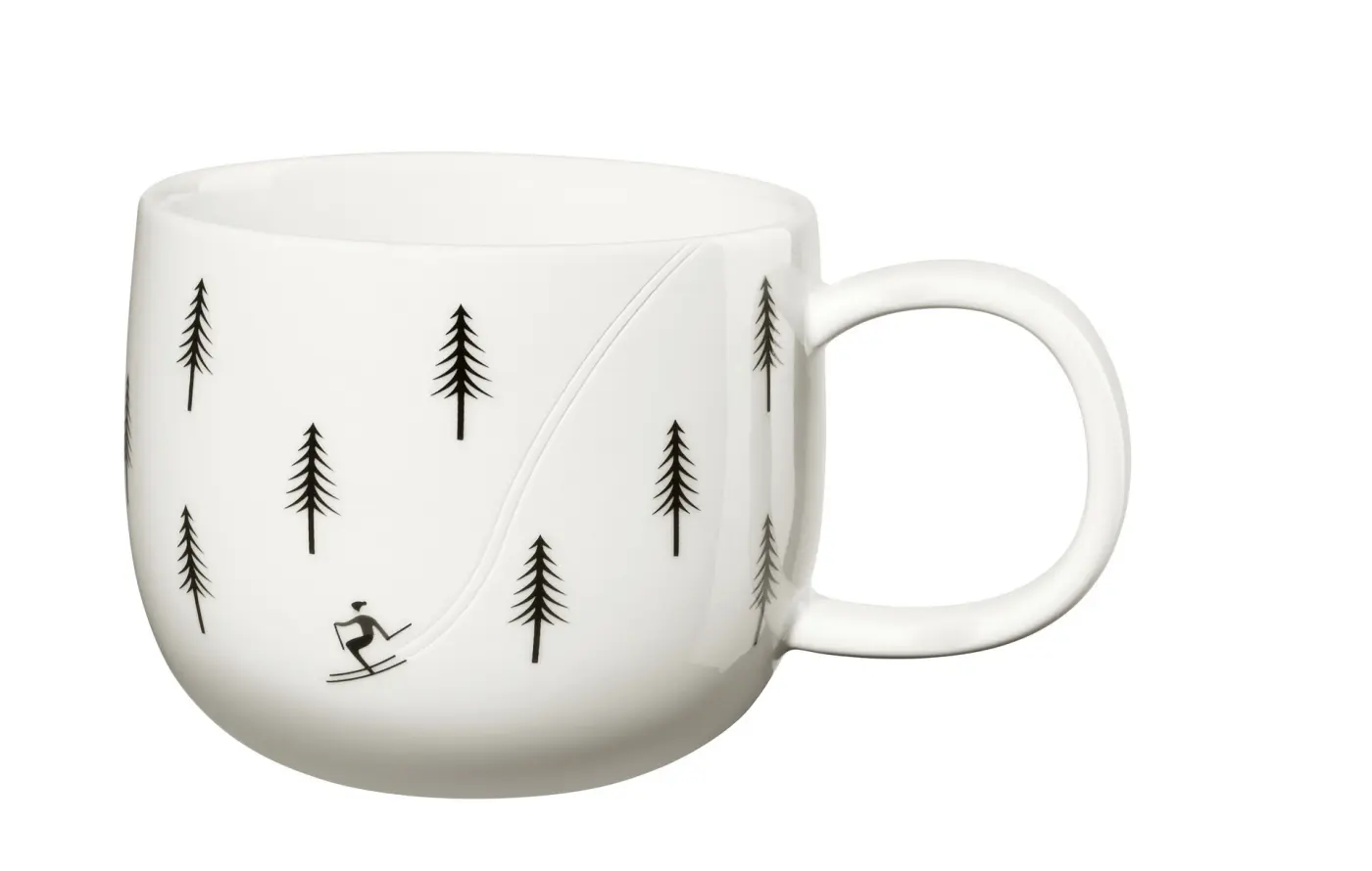 ASA  Becher snow tracks skiing Motiv glänzend D. 10 cm, H. 8,5 cm, 0,4 l.