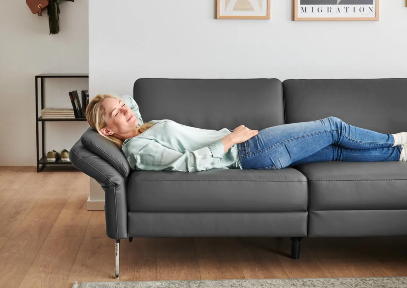 Polinova Polstergruppe  MM-PN1200 mit Funktionen Leder anthrazit ca. 285 x 172 cm