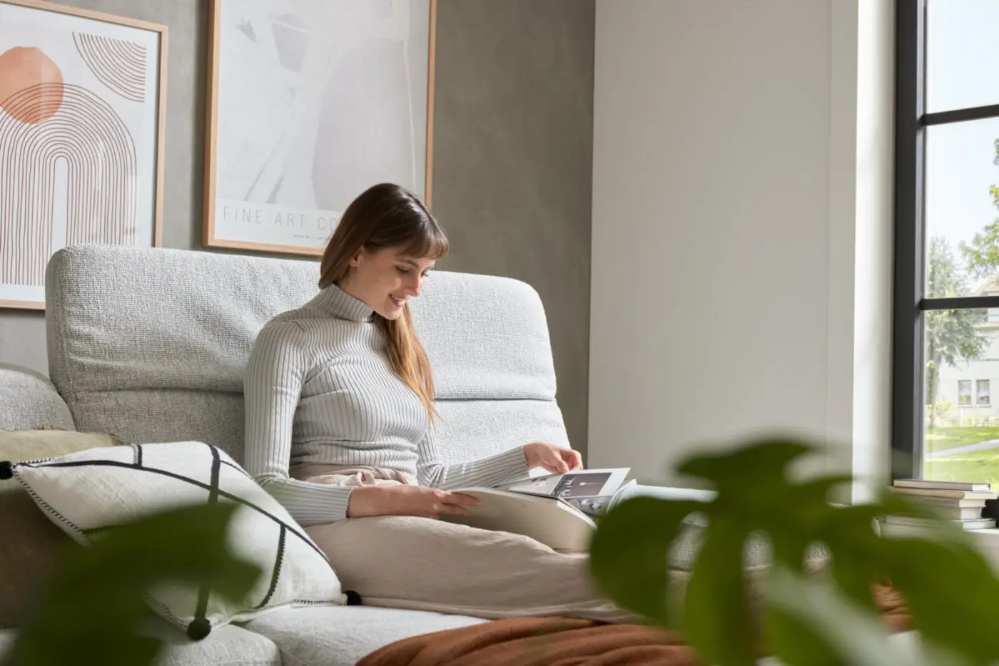 Interliving Wohnlandschaft Serie 4065 mit Funktion Loft ecru ca. 325 x 185 cm