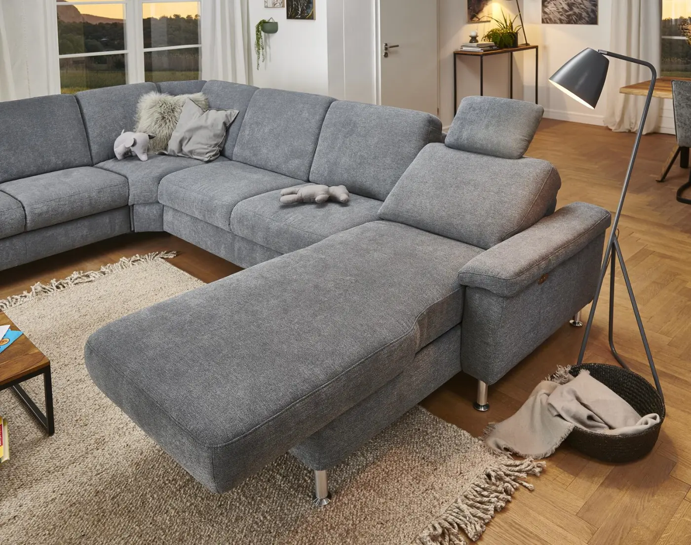 Zehdenick Polstergruppe mit Funktion  MM-ZE1129  Charly denim ca. 262 x 346 x 168 cm