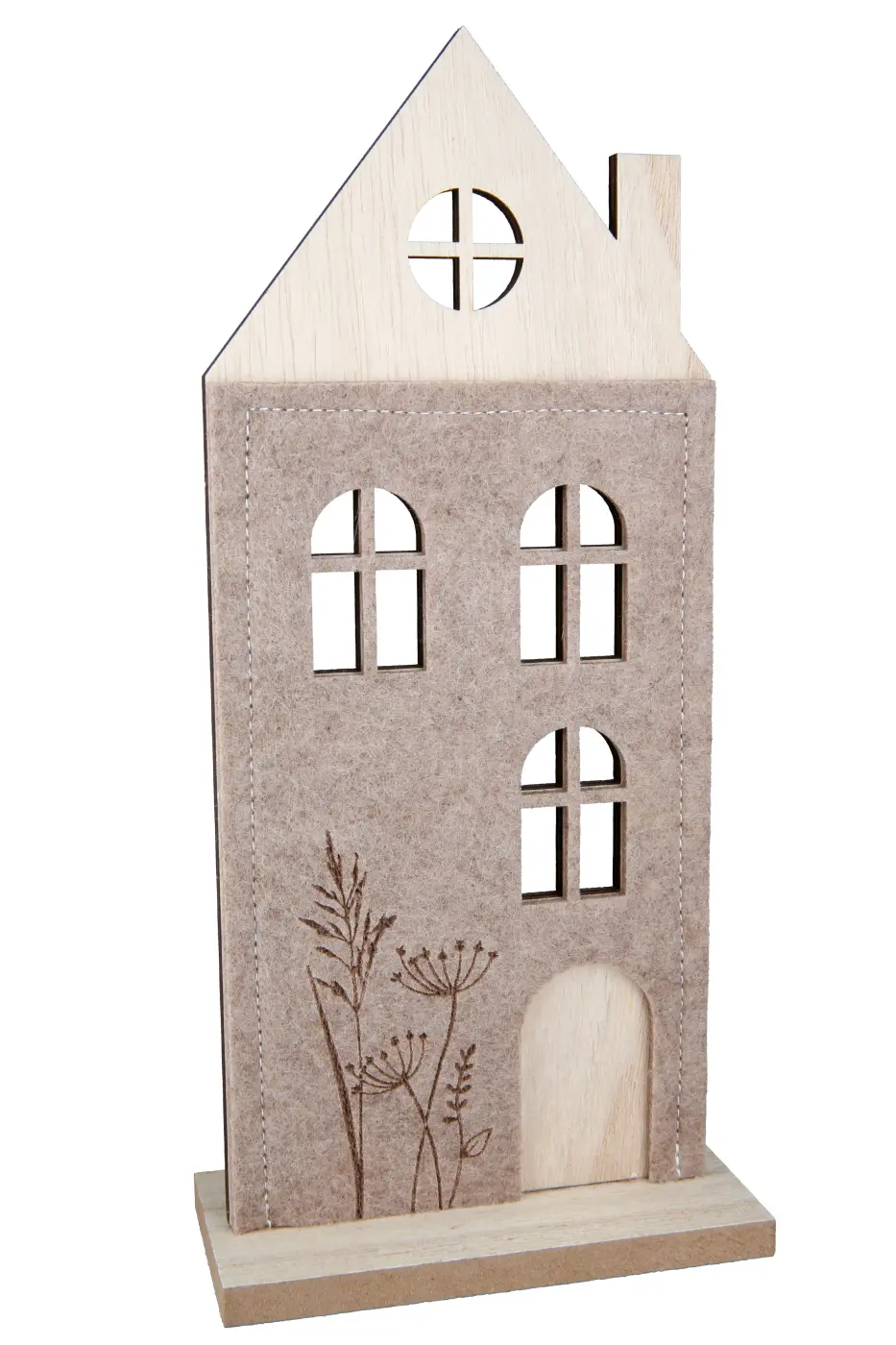 Gilde Standrelief Haus braun 24 cm Filz, Holz