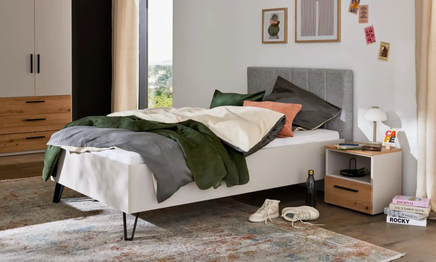 Interliving Nachtkommode Serie 1702 Artisan Eiche / Sandgrau ca. 46 x 49,5 x 36,5cm