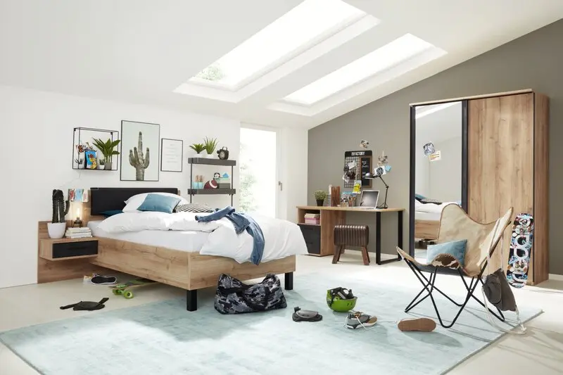 Interliving Komfortfutonbett Serie 1701 Risseiche/Schiefer Anthrazit LF 120 x 200 cm  