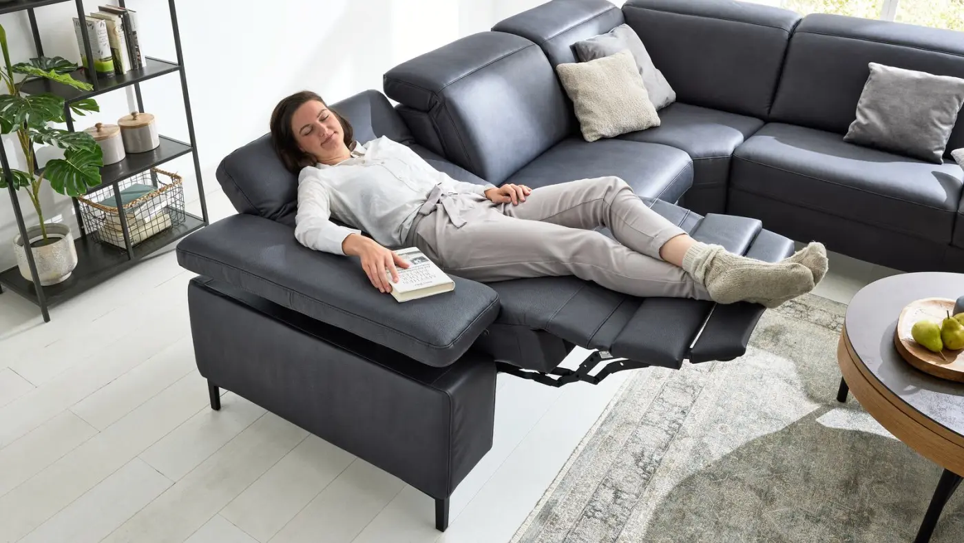 Interliving Wohnlandschaft mit Funktionen Serie  4064 Stoff graphit ca. 287 x 254 cm