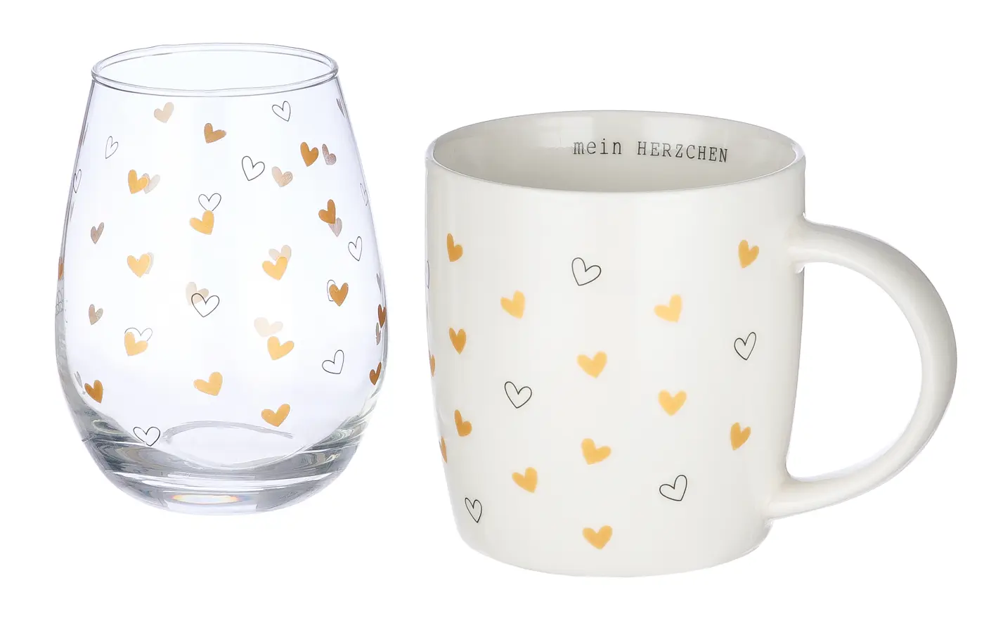 Gilde 2er Set "Mein Herzchen" weiß/schwarz/goldfarben