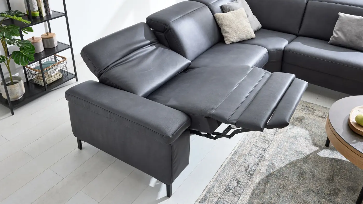 Interliving Wohnlandschaft mit Funktionen Serie  4064 Stoff graphit ca. 287 x 254 cm