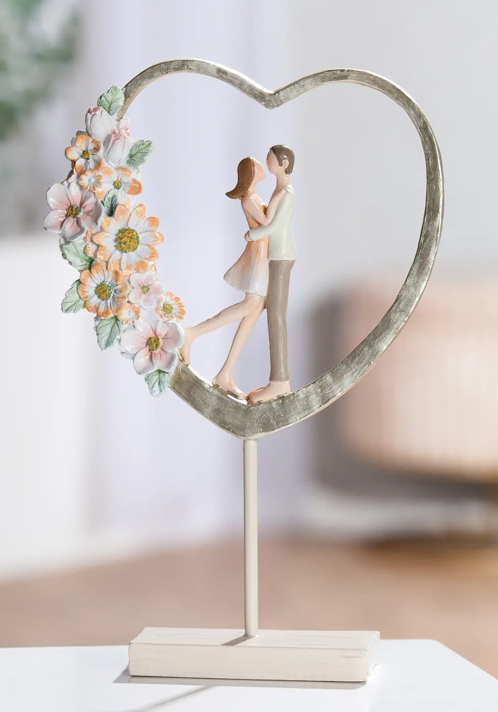Gilde Skulptur "Floral Love" Kunstharz creme, orange, rosa