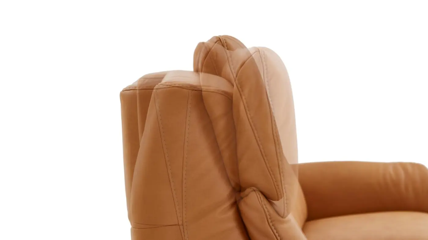 Polsteria  Relax-Rundsofa Serie Mira stoff senf ca. 210 cm  mit motorischer Verstellung