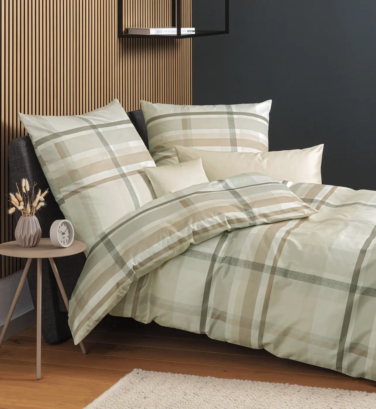 Janine Garnitur Mako-Satin  beige 135x200,80x80 cm