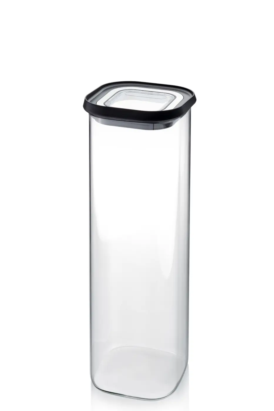 GEFU Vorratsdose PANTRY  2.500 ml schwarz/silber Borosilikatglas|Kunststoff|Kunststoff