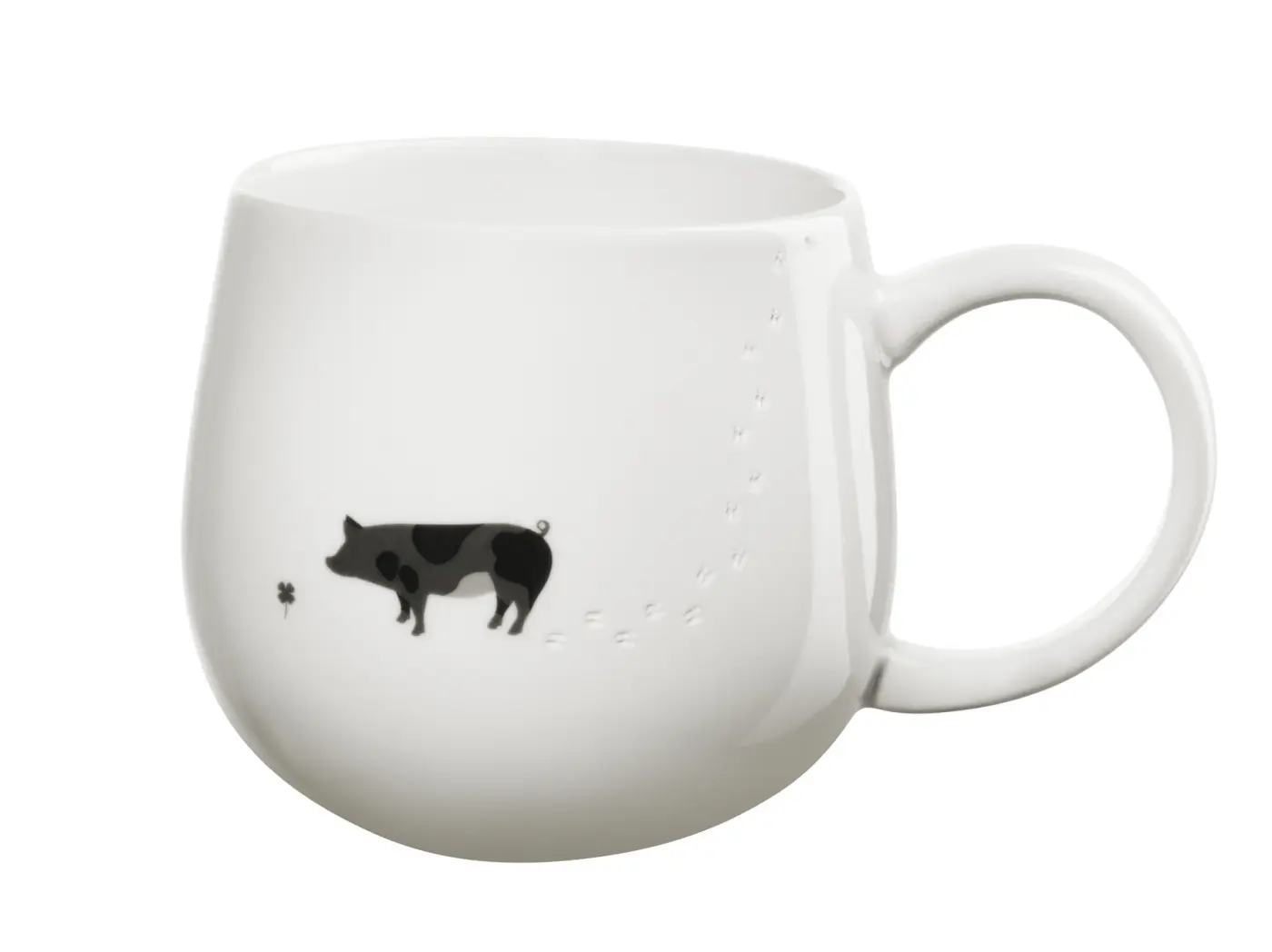 ASA Henkelbecher magufootprints Pig weiß mit Aufdruck 0,4 l