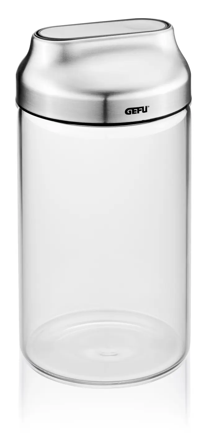 GEFU Vorratsdose KIPPO  1.000 ml schwarz/silber/transparent Borosilikatglas|hochwertiger Edelstahl|Kunststoff