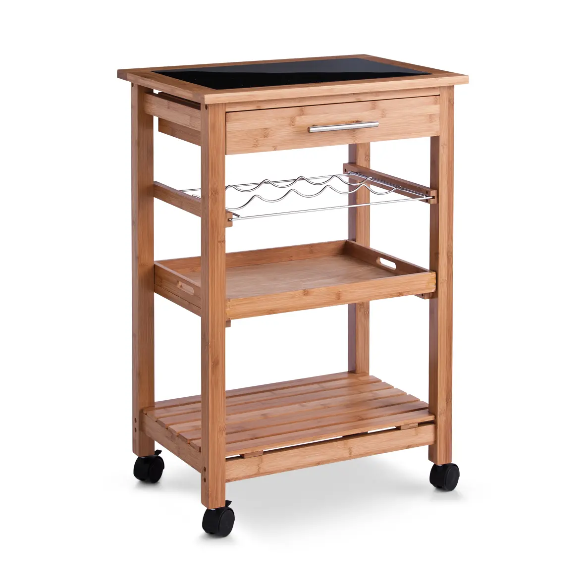 Zeller Küchenrollwagen Bamboo/Glas-Top