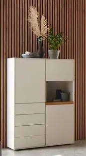 Gwinner Highboard Calea weiß, Eiche 