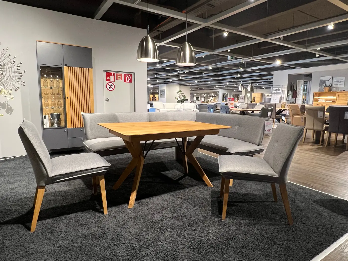 Standard Eckbankgruppe Genobel/Genua Eiche rustikal Bezug grau