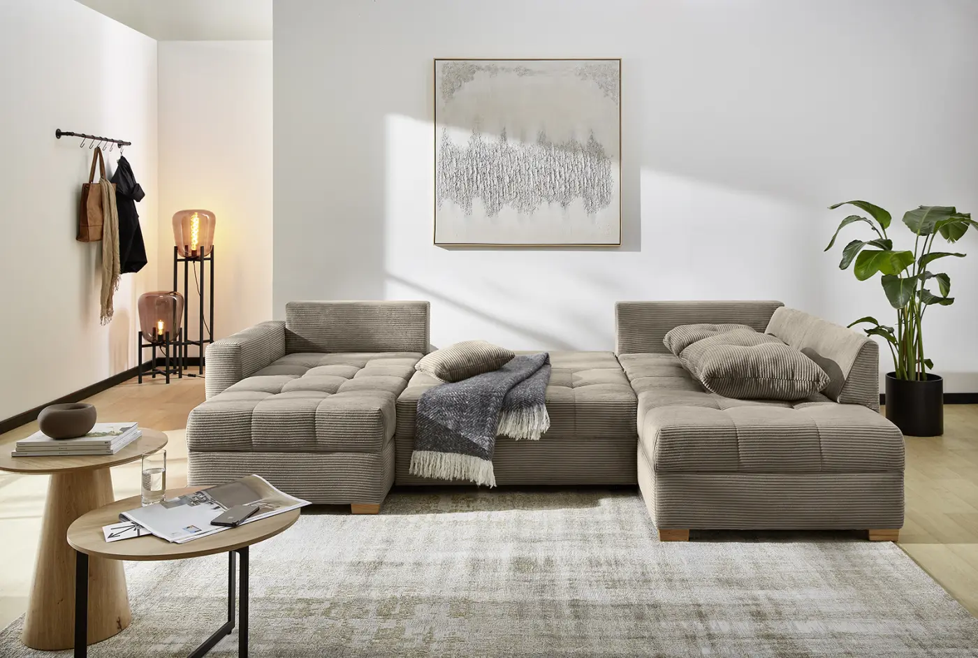 JOB  Wohnlandschaft Abby Cord  taupe  ca. 170x311x200 cm