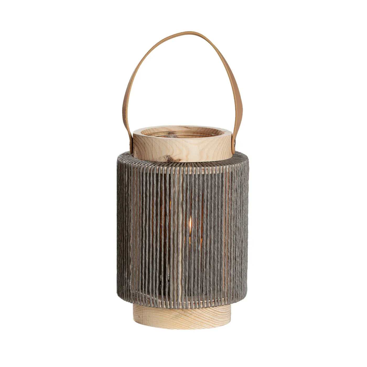 Gilde Windlicht mit Henkel zylindrisch  natur/grau ca. 23 cm hoch