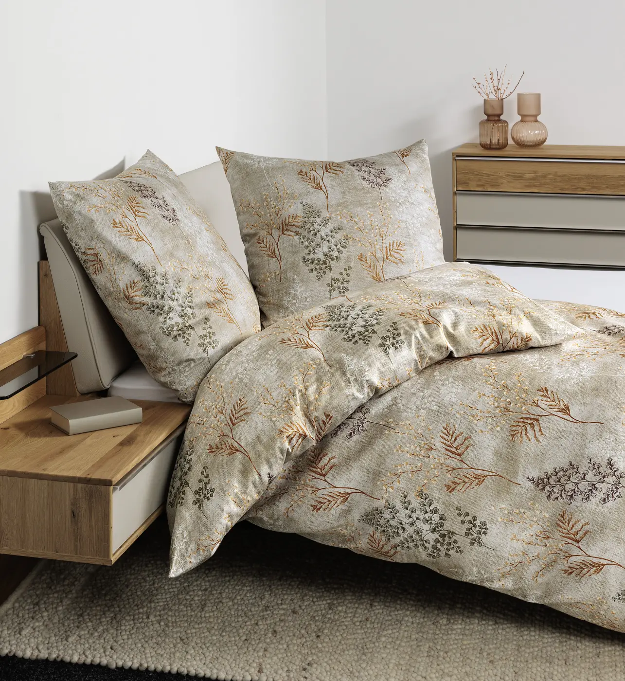 Janine  Bettwäsche Garnitur Palermo beige rost orange ca. 135 x 200 / 80 x 80 cm