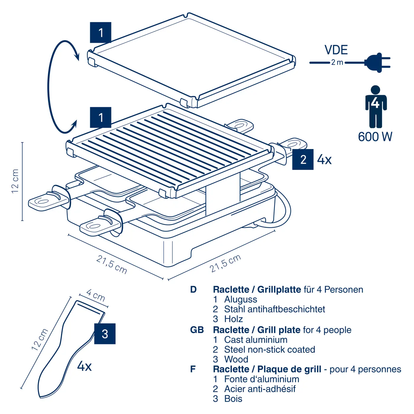 Kela Raclette/Grillplatte Geneva 