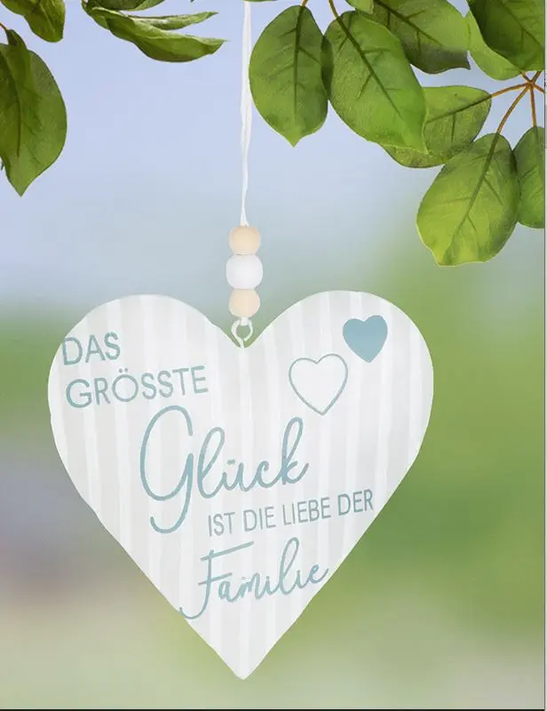 Gilde Hänger Herz "Familie" Metall grau/blau
