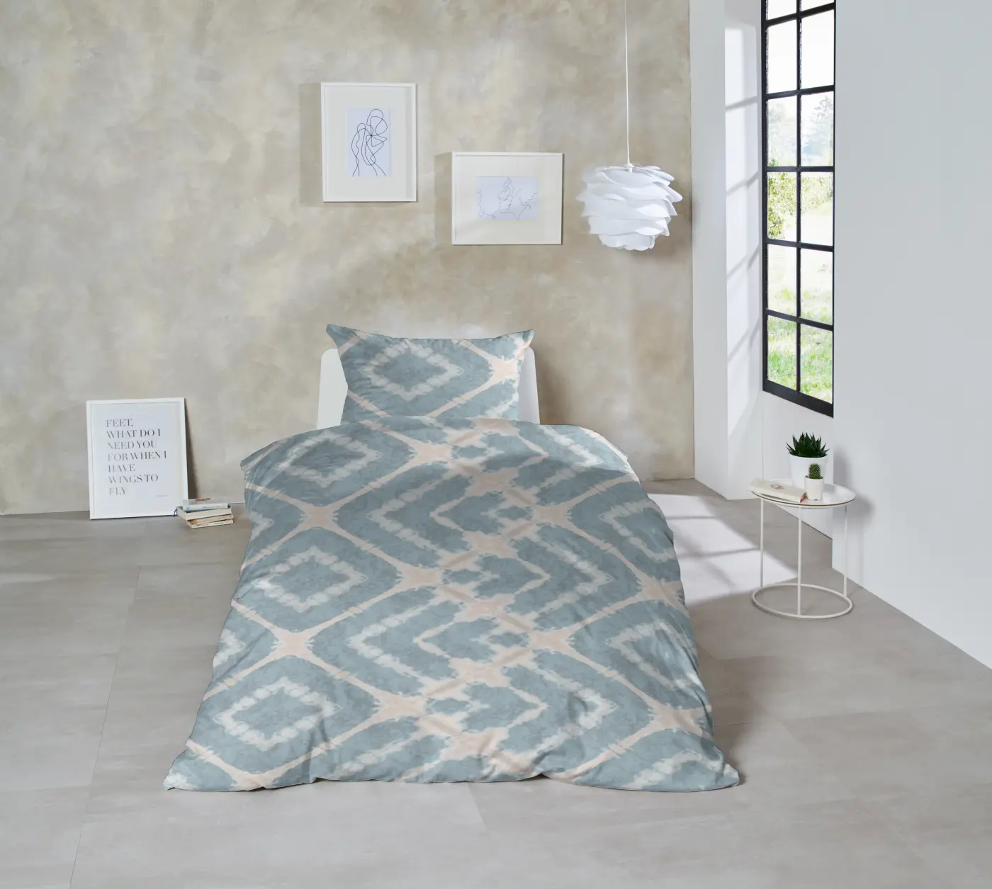 Hahn Mako-Satin Bettwäsche,135 x 200/80 x 80 cm  blau-braun