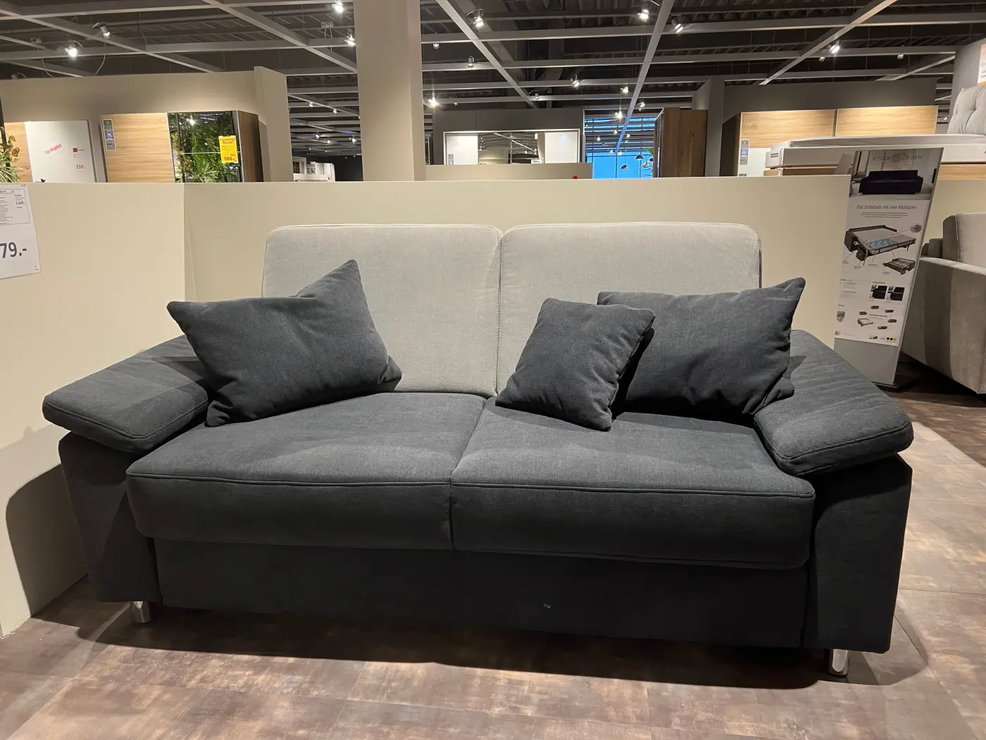 Poco Steinpol Schlafsofa Westpoint Premium XC dunkel-/Hellgrau LF ca. 120 x 200 cm