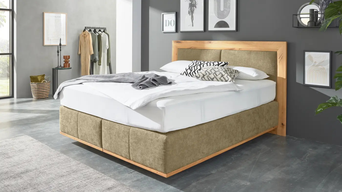 Interliving Boxspringbett Serie 1415 olivgrün 180 x 200 cm
